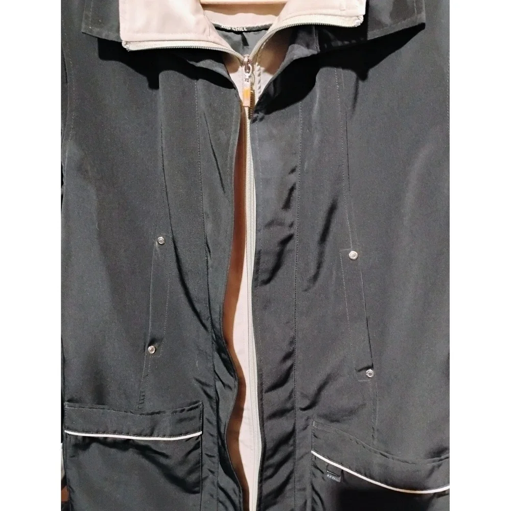 Big Chill Women's Black Zip Front Jacket Lightweight‎ Contrast Collar Size Small